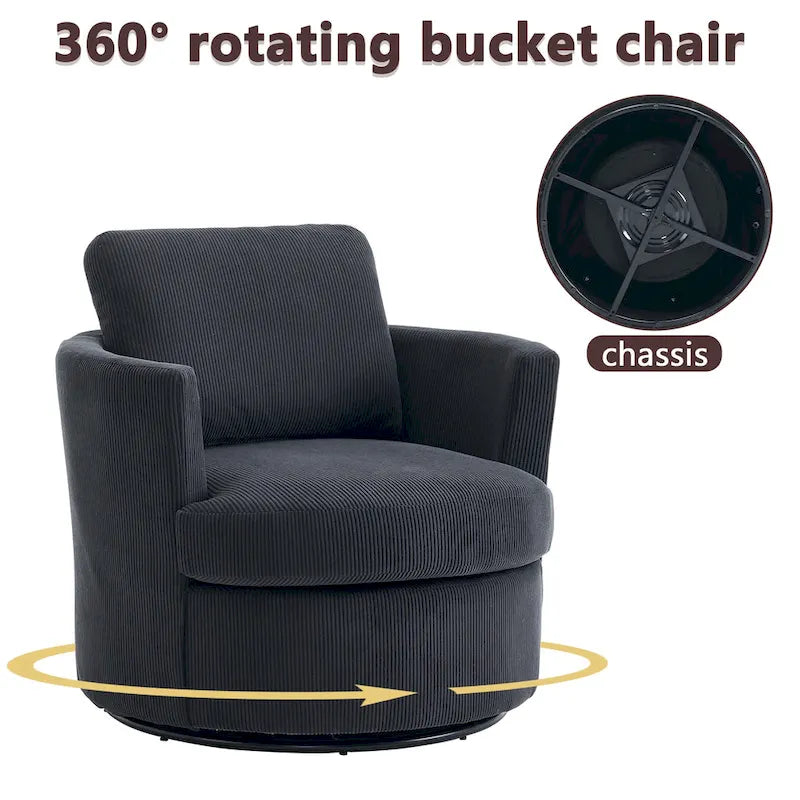 360° drehbarer Sessel mit runder Sitzschale, bequemer runder Sofasessel fürs Wohnzimmer, geeignet für Kinderzimmer, Hotel, Schlafzimmer und Büro