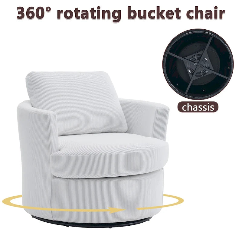 360° drehbarer Sessel mit runder Sitzschale, bequemer runder Sofasessel fürs Wohnzimmer, geeignet für Kinderzimmer, Hotel, Schlafzimmer und Büro