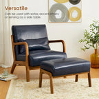 Glitzhome 30.75H Mid-Century PU Leather Armchair with Ottoman Set