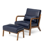 Glitzhome 30.75H Mid-Century PU Leather Armchair with Ottoman Set