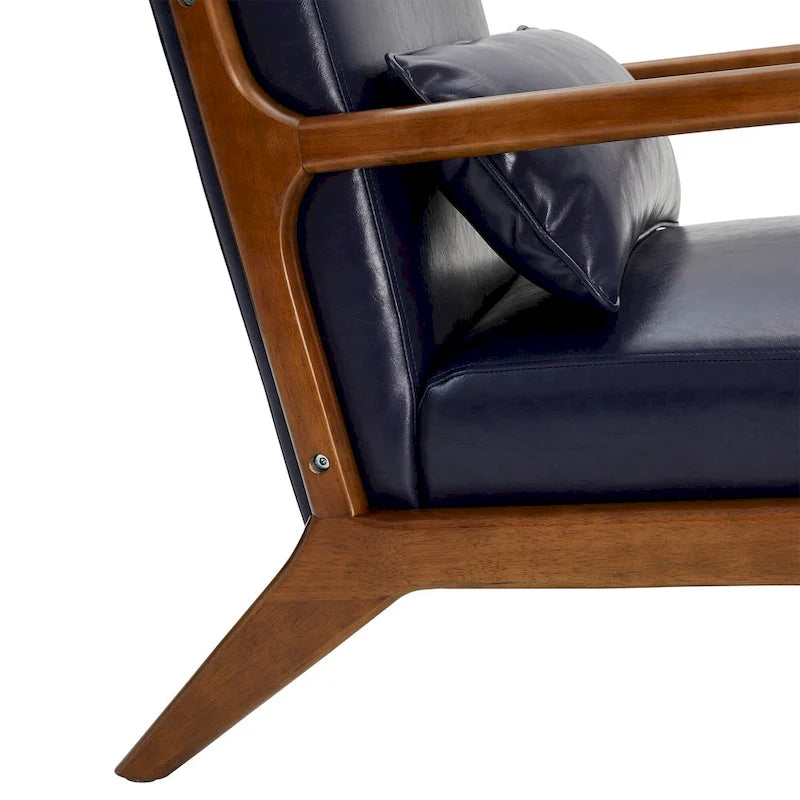 Glitzhome 30.75H Mid-Century PU Leather Armchair with Ottoman Set