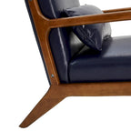 Glitzhome 30.75H Mid-Century PU Leather Armchair with Ottoman Set