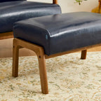 Glitzhome 30.75H Mid-Century PU Leather Armchair with Ottoman Set