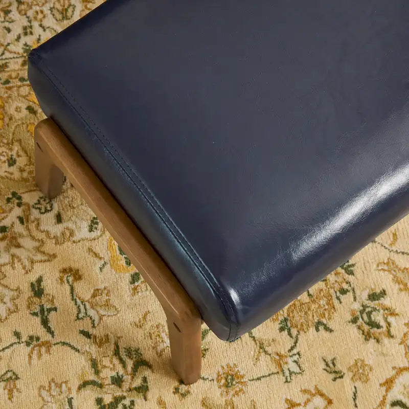 Glitzhome 30.75H Mid-Century PU Leather Armchair with Ottoman Set