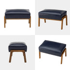 Glitzhome 30.75H Mid-Century PU Leather Armchair with Ottoman Set