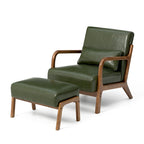 Glitzhome 30.75H Mid-Century PU Leather Armchair with Ottoman Set