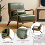 Glitzhome 30.75H Mid-Century PU Leather Armchair with Ottoman Set