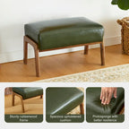 Glitzhome 30.75H Mid-Century PU Leather Armchair with Ottoman Set