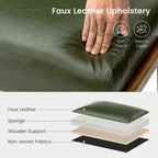 Glitzhome 30.75H Mid-Century PU Leather Armchair with Ottoman Set