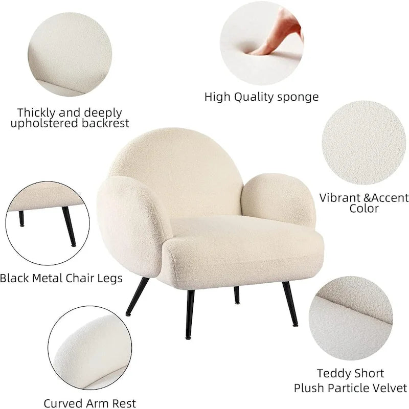 XINMICS Modern Accent Chair Upholstered Armchair for Living Room, Bedroom