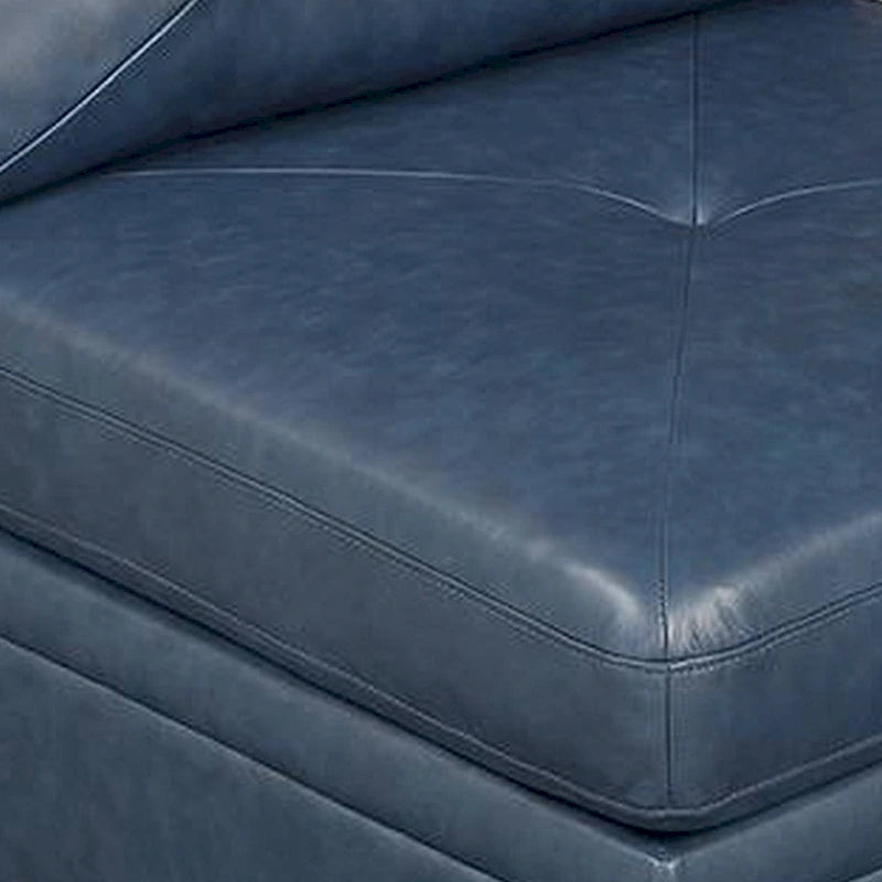 Poltrona componibile senza braccioli Samy da 37 pollici, similpelle blu, legno massello