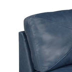 Poltrona componibile senza braccioli Samy da 37 pollici, similpelle blu, legno massello