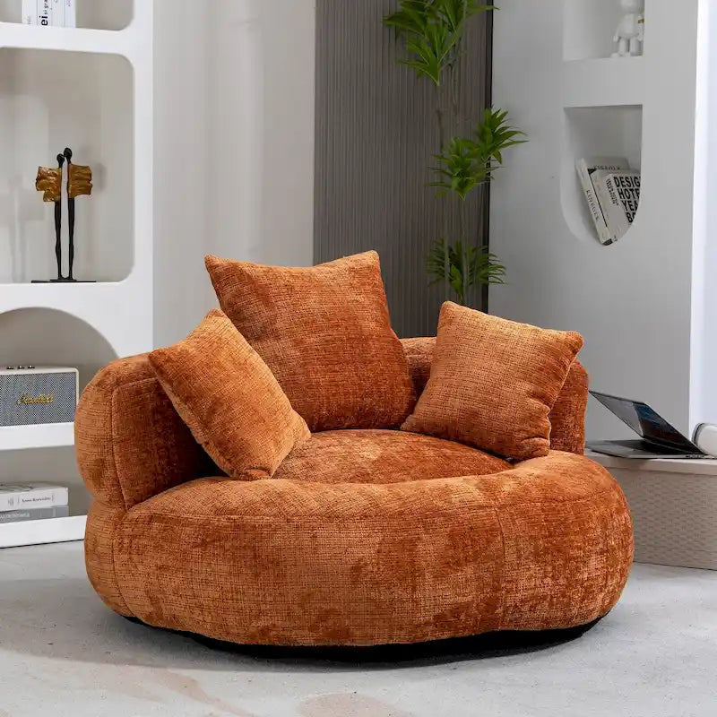 Sillón tipo puf HOMEFUN de chenilla tapizada, cómodo y resistente, con respaldo alto