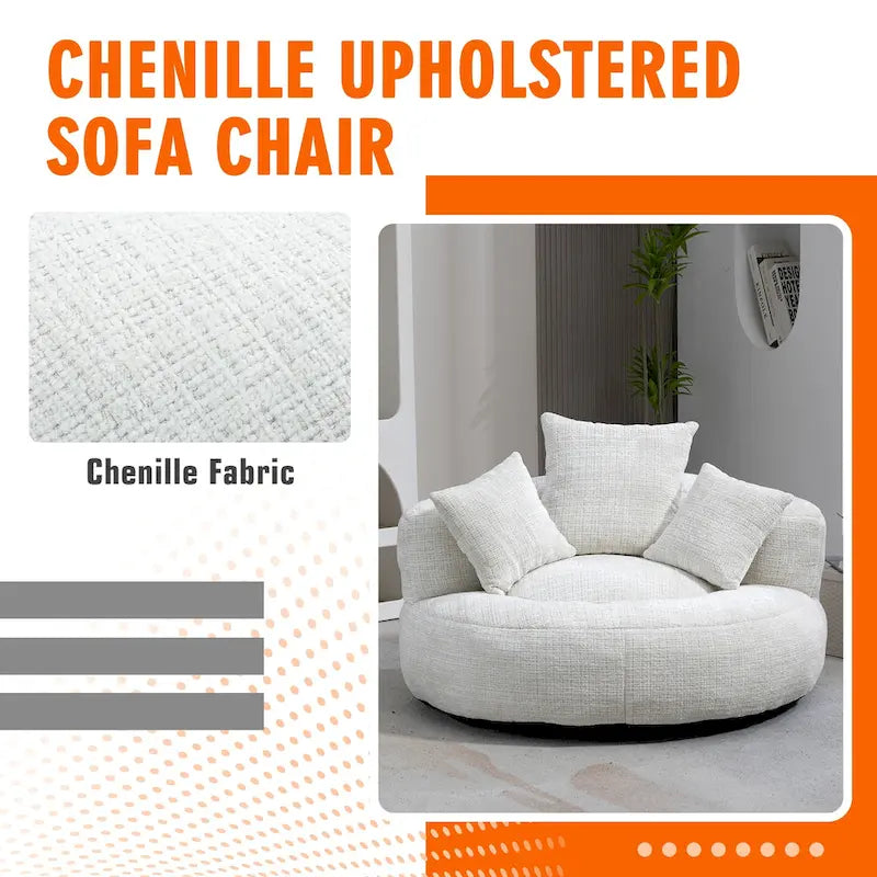 Poltrona sacco confortevole e resistente, imbottita in ciniglia, con schienale alto, HOMEFUN