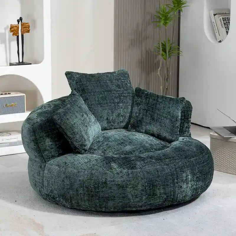 Poltrona sacco confortevole e resistente, imbottita in ciniglia, con schienale alto, HOMEFUN