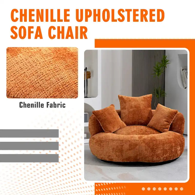 Poltrona sacco confortevole e resistente, imbottita in ciniglia, con schienale alto, HOMEFUN