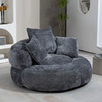 Poltrona sacco confortevole e resistente, imbottita in ciniglia, con schienale alto, HOMEFUN