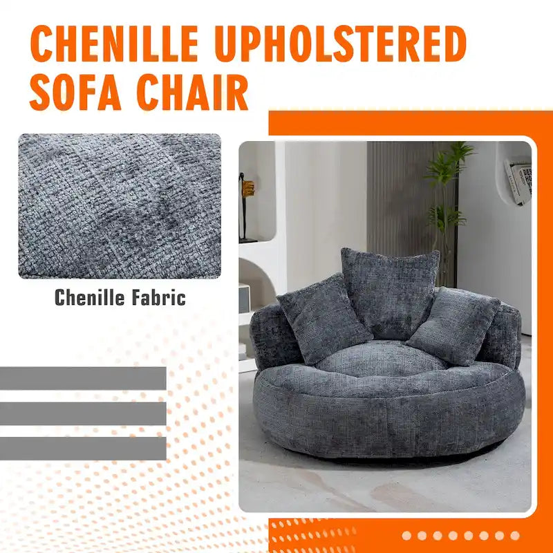 Poltrona sacco confortevole e resistente, imbottita in ciniglia, con schienale alto, HOMEFUN