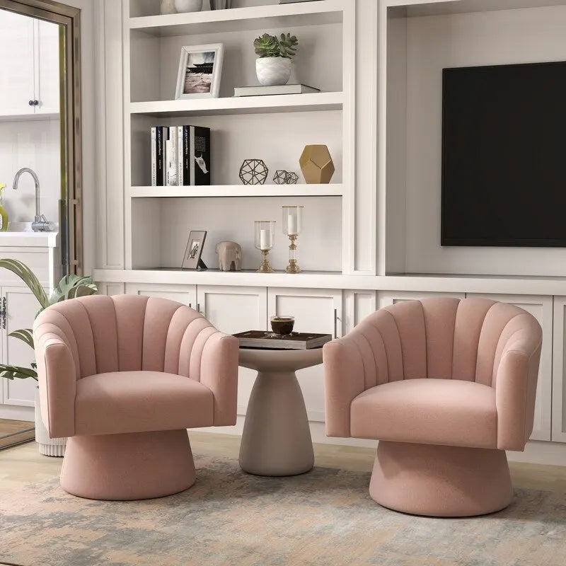 Set di 2 poltrone a botte girevoli SEYNAR, moderne e glamour, con braccioli rotondi imbottiti in velluto, per il soggiorno