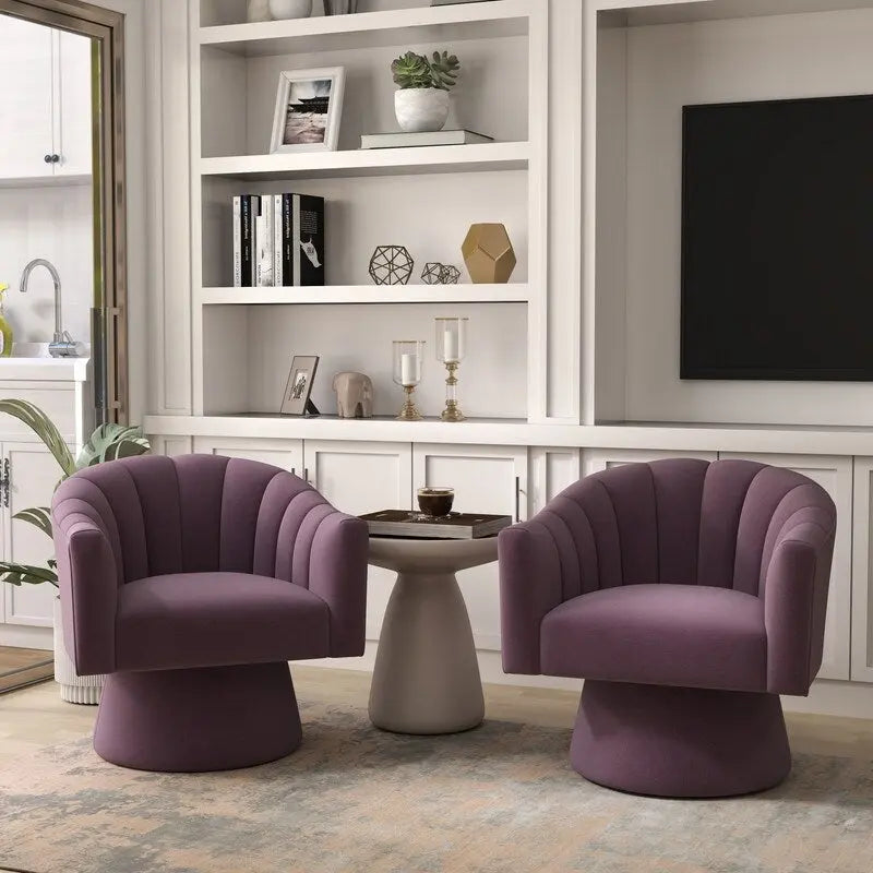 Set di 2 poltrone a botte girevoli SEYNAR, moderne e glamour, con braccioli rotondi imbottiti in velluto, per il soggiorno