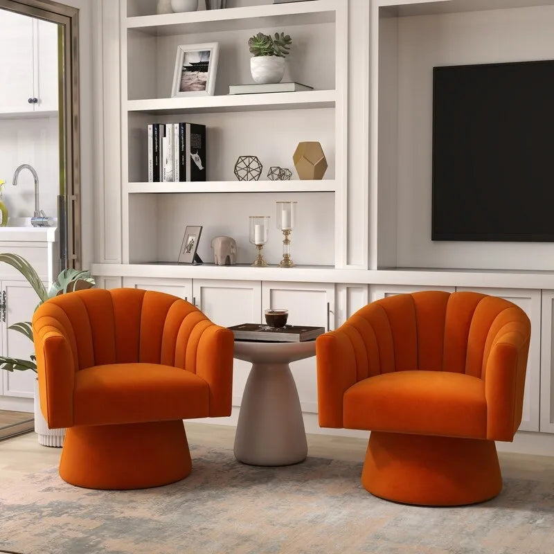 Set di 2 poltrone a botte girevoli SEYNAR, moderne e glamour, con braccioli rotondi imbottiti in velluto, per il soggiorno