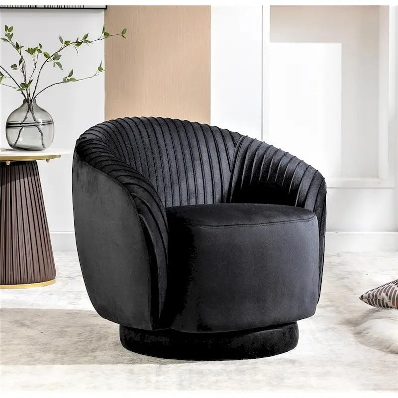 Sillón tipo barril giratorio de terciopelo contemporáneo de US Pride Furniture, con giro de 360°, sofá auxiliar redondo de una plaza