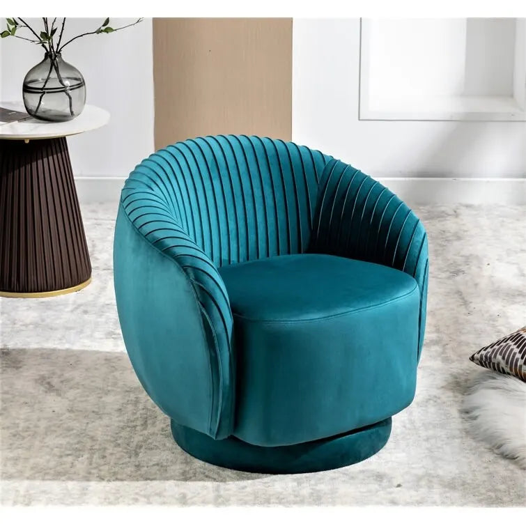 US Pride Furniture çağdaş kadife döner fıçı koltuk, 360 derece dönebilme özellikli yuvarlak tek kişilik vurgu koltuğu