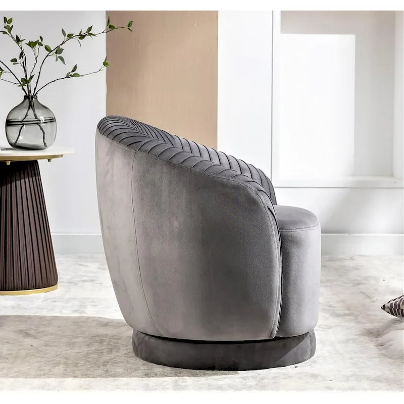 US Pride Furniture çağdaş kadife döner fıçı koltuk, 360 derece dönebilme özellikli yuvarlak tek kişilik vurgu koltuğu