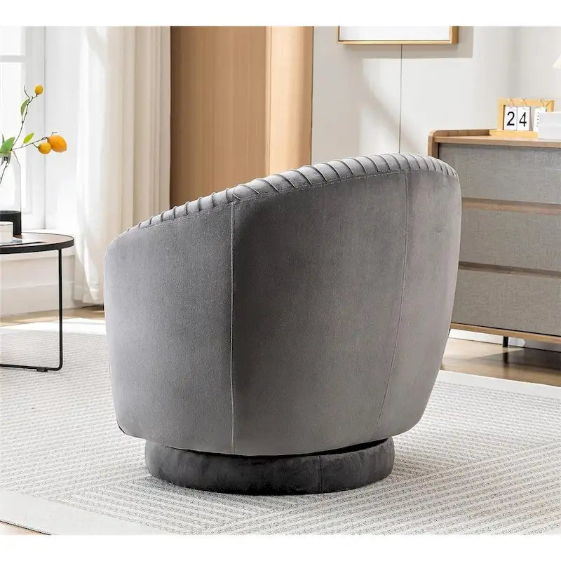 US Pride Furniture çağdaş kadife döner fıçı koltuk, 360 derece dönebilme özellikli yuvarlak tek kişilik vurgu koltuğu