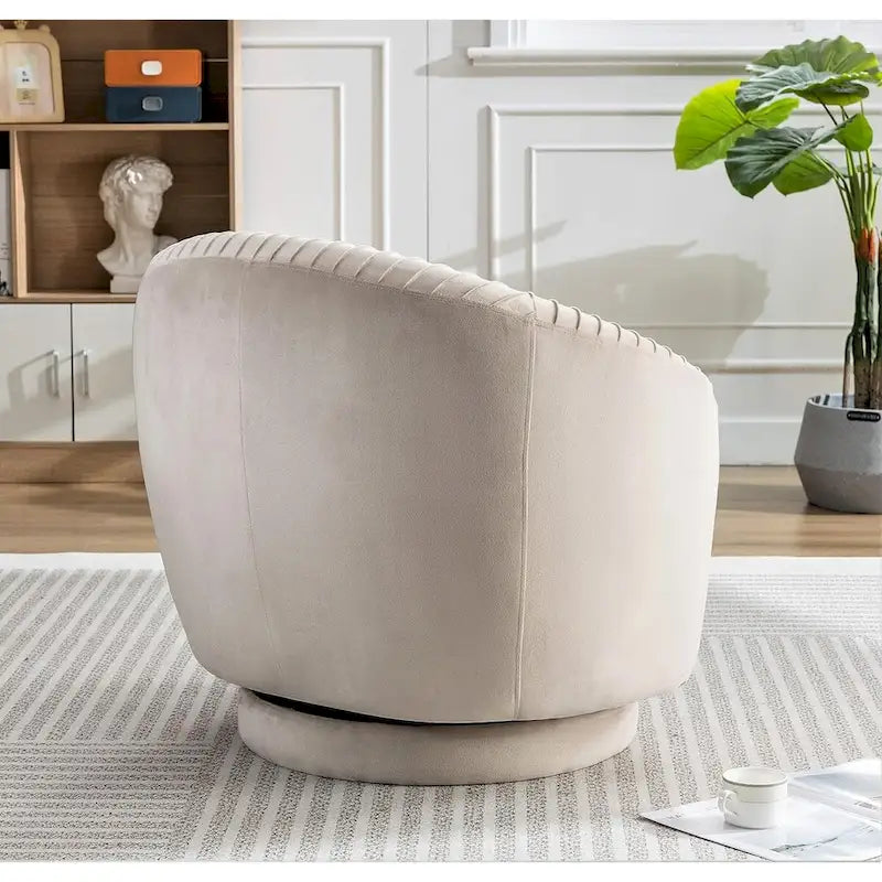 US Pride Furniture çağdaş kadife döner fıçı koltuk, 360 derece dönebilme özellikli yuvarlak tek kişilik vurgu koltuğu