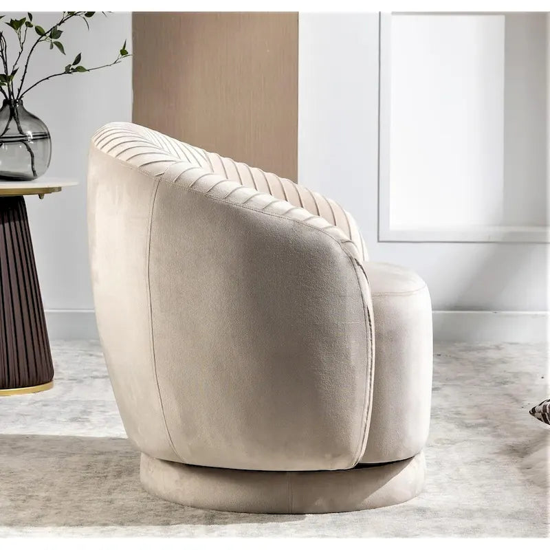 US Pride Furniture çağdaş kadife döner fıçı koltuk, 360 derece dönebilme özellikli yuvarlak tek kişilik vurgu koltuğu