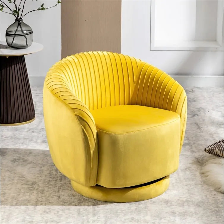 US Pride Furniture çağdaş kadife döner fıçı koltuk, 360 derece dönebilme özellikli yuvarlak tek kişilik vurgu koltuğu