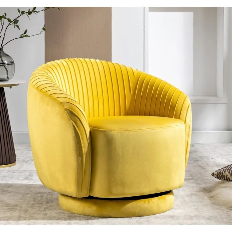 US Pride Furniture çağdaş kadife döner fıçı koltuk, 360 derece dönebilme özellikli yuvarlak tek kişilik vurgu koltuğu