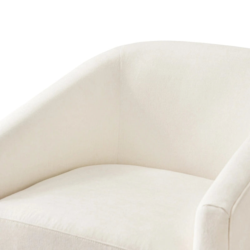 Poltrona d'accento moderna imbottita in tessuto, girevole a 360°, a botte, set da 2, con struttura in legno