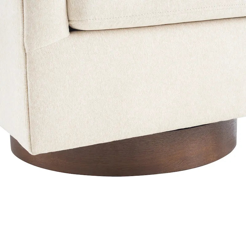 Poltrona d'accento moderna imbottita in tessuto, girevole a 360°, a botte, set da 2, con struttura in legno