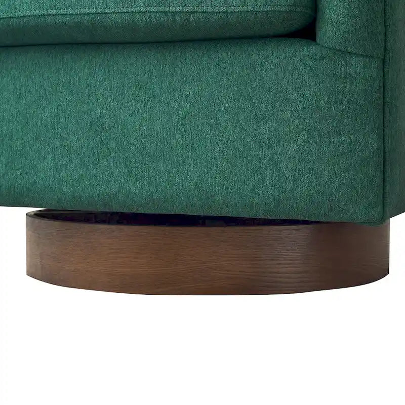 Poltrona d'accento moderna imbottita in tessuto, girevole a 360°, a botte, set da 2, con struttura in legno
