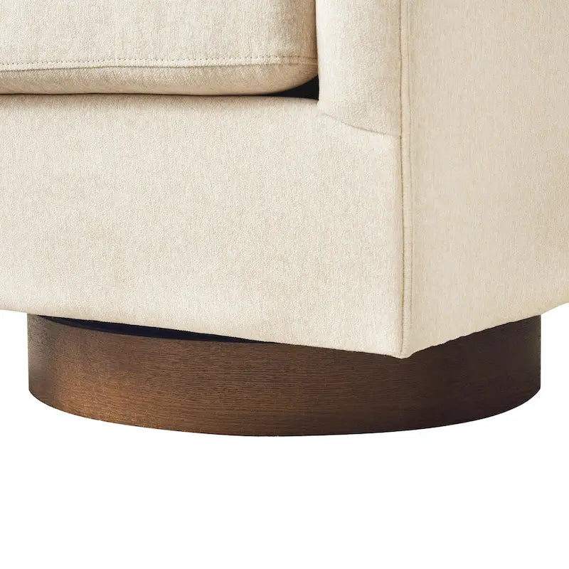 Poltrona d'accento moderna imbottita in tessuto, girevole a 360°, a botte, set da 2, con struttura in legno