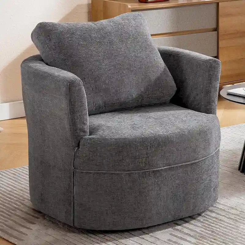Sillón decorativo de barril giratorio HOMYKA, con brazos redondeados y cojín
