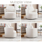 HOMYKA Swivel Accent Barrel Chair Round Arm Chair with Pillow