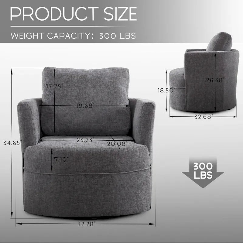 HOMYKA Swivel Accent Barrel Chair Round Arm Chair with Pillow