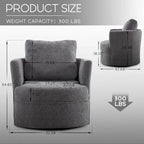 HOMYKA Swivel Accent Barrel Chair Round Arm Chair with Pillow