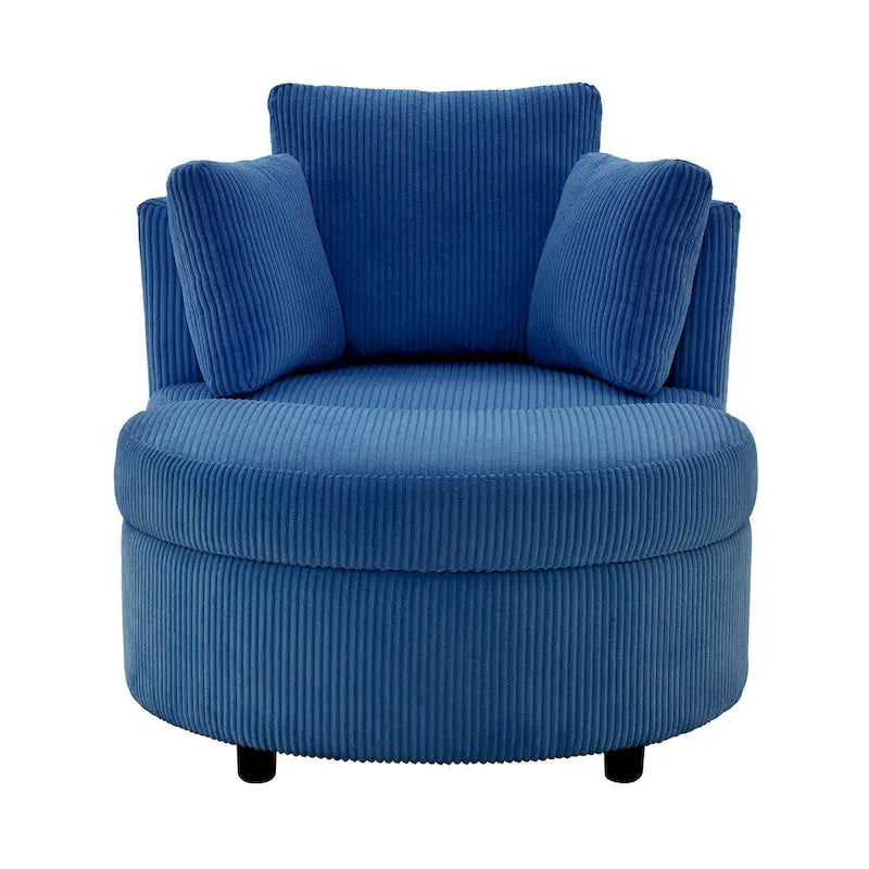 Sillón decorativo de pana, sillón tipo barril con otomana y cojines de respaldo para la sala