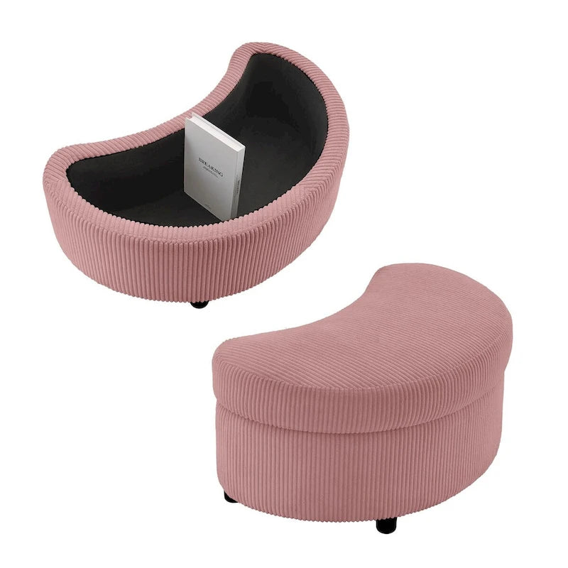Corduroy Accent Chair, Barrel Chair with Ottoman and Back Cushions for Living Room
