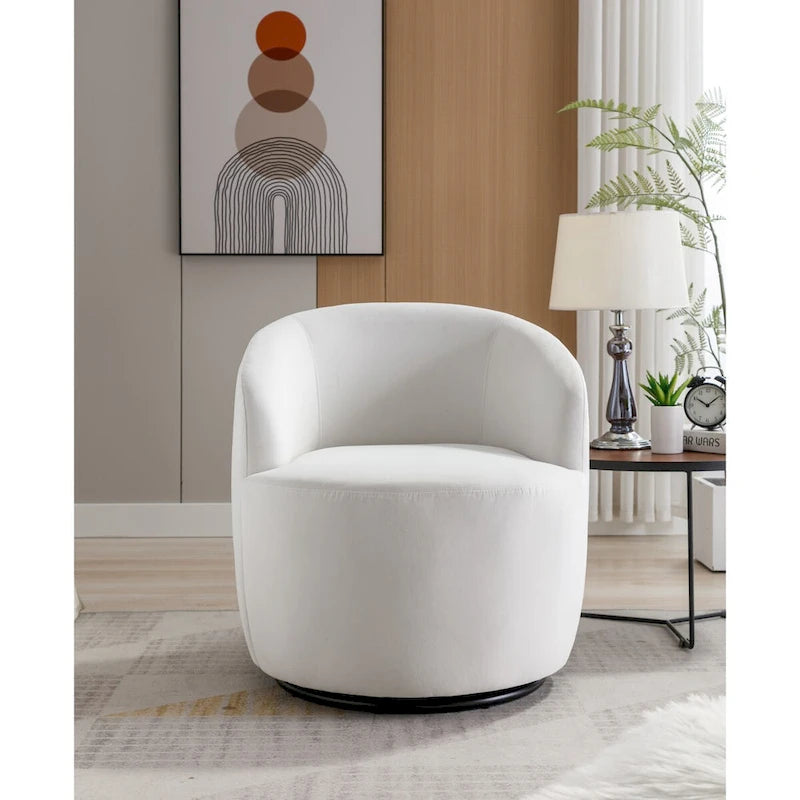 Swivel Accent Chair, Modern Round Vanity Chair for Living Room, Comfy Velvet Barrel Armchair, Small Single Sofa