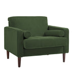 Set van 2 extra brede accentstoelen van ribfluweel met houten poten
