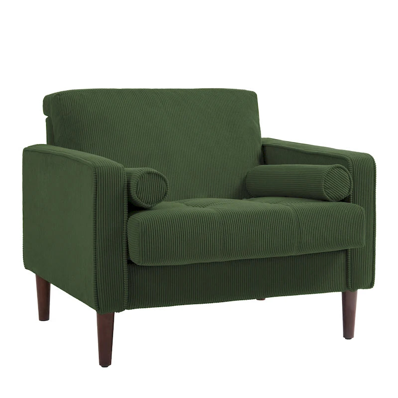 Set van 2 extra brede accentstoelen van ribfluweel met houten poten