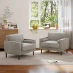 Set van 2 extra brede accentstoelen van ribfluweel met houten poten