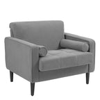 Set van 2 extra brede accentstoelen van ribfluweel met houten poten