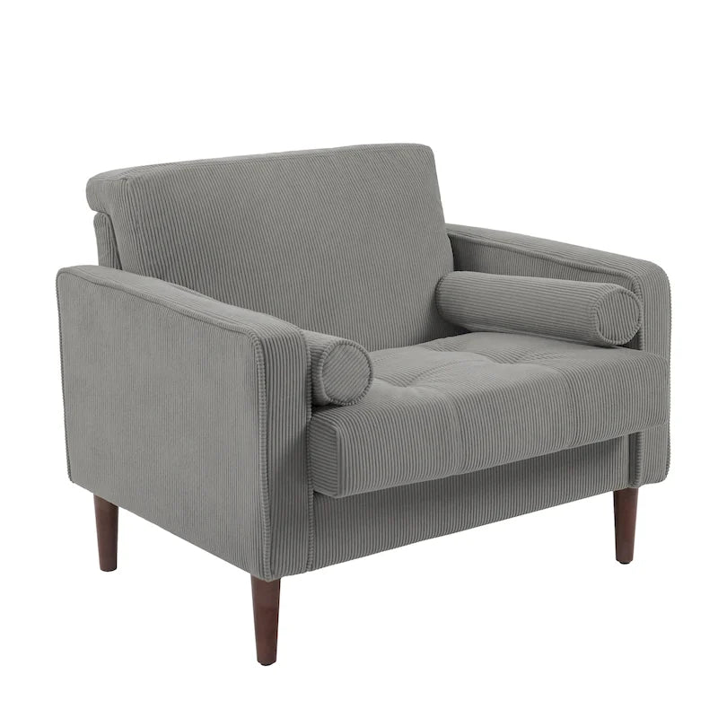 Set van 2 extra brede accentstoelen van ribfluweel met houten poten