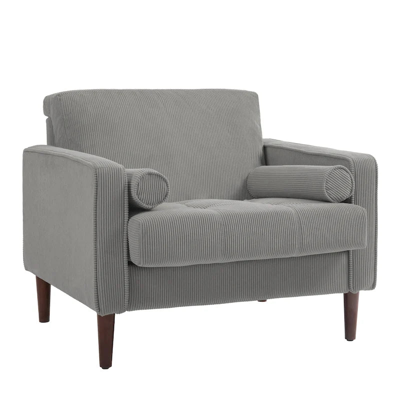 Set van 2 extra brede accentstoelen van ribfluweel met houten poten